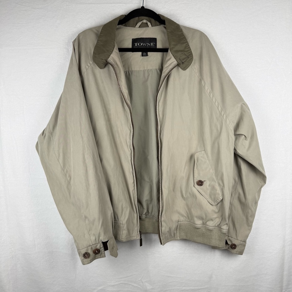 Towne by London Fog Bomber style Jacket, Vintage, Men’s Large, Beige/Tan
